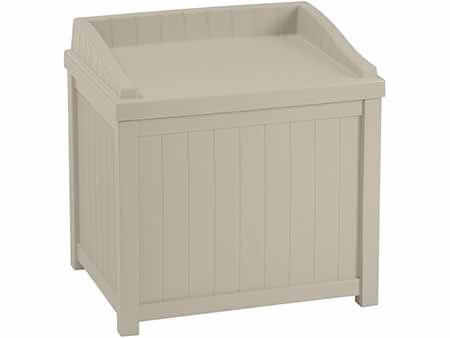 caja de almacenamiento con asiento en jardin